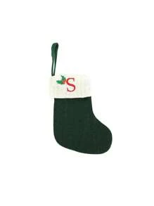 1 pièce Bas de Noël tricoté avec lettres, rouge, blanc et vert 3 couleurs, comprend 26 lettres anglaises. Peut être utilisé comme décoration de fête à la maison, ornement à accrocher au sapin de Noël ou au chevet, petit cadeau pour fête des fêtes, décoration d'Halloween - Multicolore - Voir 48