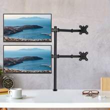 YUNRUX Monitor Mount 4 Monitors For 10-27 Inch Flat & Curved Screen, Monitor Desk Mount Height Adjustable, Tiltable, Swivelable, Rotatable, 9 Kg Per Arm, Black - Black - View 1