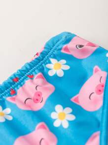 Girls' Hawaii Bikini Set Long Sleeve UV Protection 50+ Little Pigs - 藍色 - 查看 3