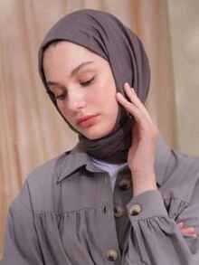 1 件女士纯色针织三角围巾头巾，经典时尚头巾，适合日常佩戴万圣节 - 汗布三角巾 - 查看 2