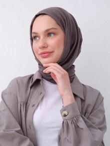 1 件女士纯色针织三角围巾头巾，经典时尚头巾，适合日常佩戴万圣节 - 汗布三角巾 - 查看 3
