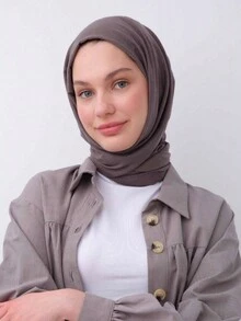 1 件女士纯色针织三角围巾头巾，经典时尚头巾，适合日常佩戴万圣节 - 汗布三角巾 - 查看 4