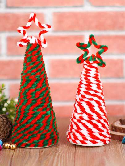 50 件装 圣诞彩色条纹超密扭纹棒 手工 DIY 工艺品材料包 可弯曲 圣诞装饰 节日派对装饰配件