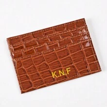 Ví da PU mỏng họa tiết cá sấu dành cho nam 1 chiếc Ví đựng thẻ tín dụng siêu mỏng có chữ lồng dành cho nữ Ví da PU cá sấu siêu mỏng có chữ cái viết tắt Quà tặng tự làm cho bạn trai, bạn gái, sinh nhật bạn bè - Nhiều màu - Xem 9