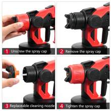 AYYUFE 1 X Paint Sprayer Cordless Paint Sprayer With 4 Nozzles 38000Rpm High Speed ​​3 Modes Adjustable Wide Use Rechargeable Paint Sprayer 10.43" X 10.24"