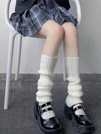 洛丽塔腿套 可爱喇叭针织长款暖脚套 白色臂套 可爱 Jk 秋季小腿绑腿 甜美腿套，秋冬