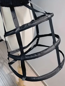 1件巴洛克三层镂空鸟笼衬裙，三圈洛可可式内衬裙，暴力洛丽塔角色扮演内衬裙，极简黑色复活节风格 - 彩色 - 查看 3