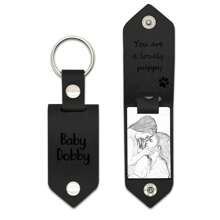 1 móc khóa da hình ảnh tùy chỉnh - Ảnh và văn bản đầy đủ màu sắc được cá nhân hóa - Quà tặng kỷ niệm cho cặp đôi gia đình - Quà tặng độc đáo cho anh ấy - màu đen - Xem 15