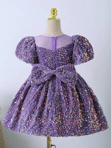 Đầm sequin tím cho bé gái, đầm công chúa cao cấp dành cho bé gái, thích hợp cho sinh nhật 1 tuổi, trình diễn thời trang, buổi biểu diễn piano và các dịp trong nhà/ngoài trời khác, cũng thích hợp cho đám cưới, tiệc tùng, biểu diễn sân khấu, mặc thường ngày. - Màu tím - Xem 2