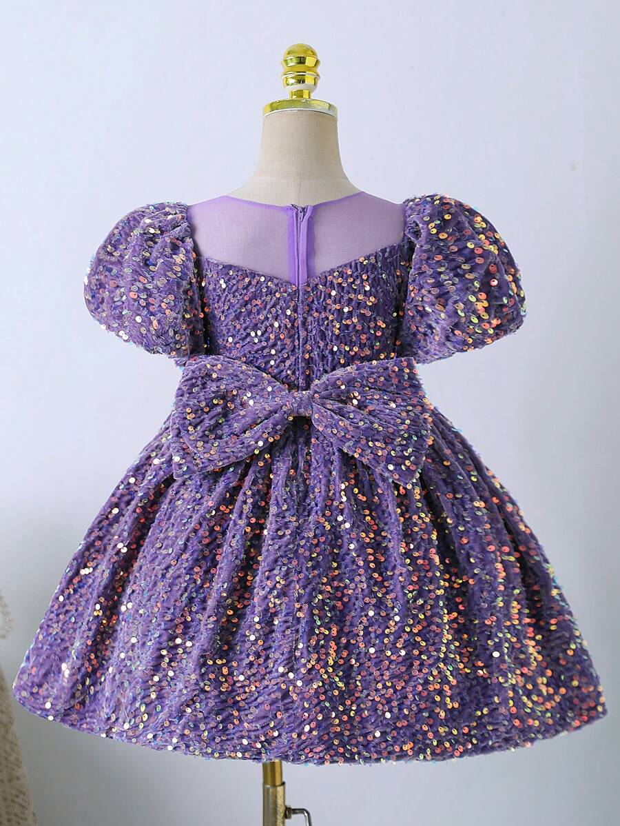 Đầm sequin tím cho bé gái, đầm công chúa cao cấp dành cho bé gái, thích hợp cho sinh nhật 1 tuổi, trình diễn thời trang, buổi biểu diễn piano và các dịp trong nhà/ngoài trời khác, cũng thích hợp cho đám cưới, tiệc tùng, biểu diễn sân khấu, mặc thường ngày.