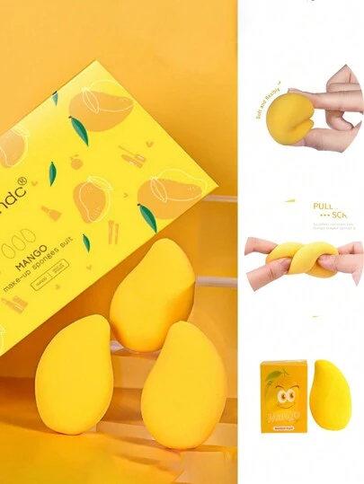 2 UN Esponja Base Mango, Super Macia Para Pó, Corretivo Pele Uniformizada Maquiagem Efeito Natural
