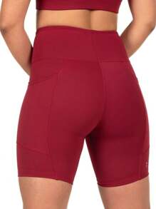 Fitness Shorts With POCKET For Gym Cycling Gymnastics And Outdoor Activities - Burdeos - Ver 2