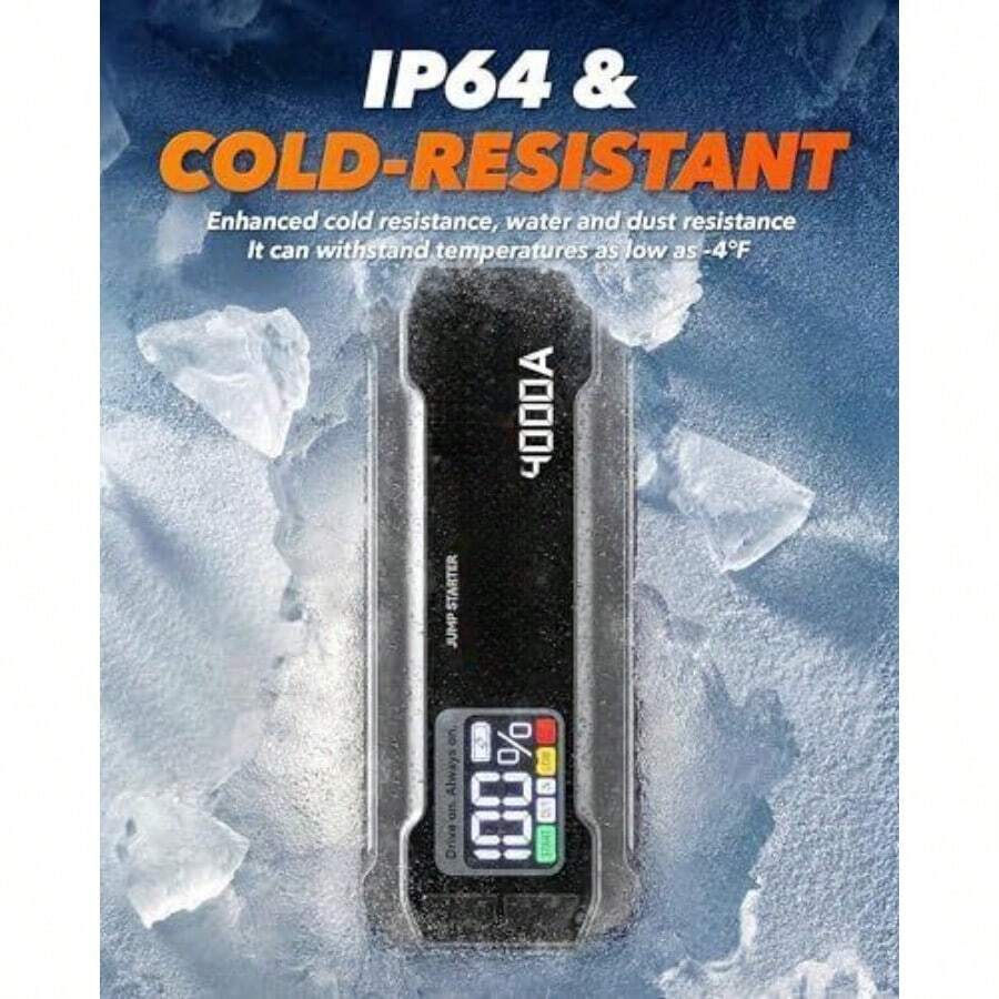 Car Battery Jump Starter 4000A, 12V LED Display Portable Jumpstart Box