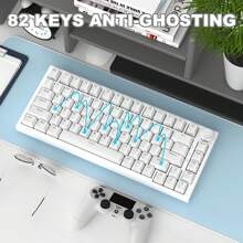 AJAZZ AK820 Mechanische Tastatur mit Tasten, 75% ANSI Layout, 82 Tasten, kabelgebundene Gaming-Tastatur, verbesserte Dichtungsanordnung, Hot Swappable, Custom Linear Switch, RGB Licht - Weiss - Übersicht 8