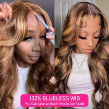 30 Inch Glueless Wigs Human Hair Pre Plucked Pre Cut 5x5 HD Lace Closure Wigs Human Hair Body Wave Highlight Ombre Lace Front Wigs Human Hair 4/27 HD Honey Blonde Wig Human Hair