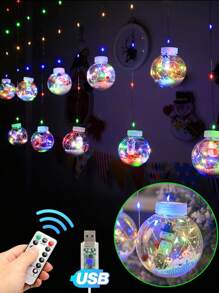 1 件创意圣诞装饰 LED 灯、窗帘灯、雪人圣诞树、圣诞老人卧室窗饰灯、灯串、圣诞树悬挂装饰灯、适合圣诞家庭派对、新年礼物、8 种闪烁模式、许愿球、花灯串、家庭房间窗饰灯、圣诞节 - 聖誕節 - 查看 17