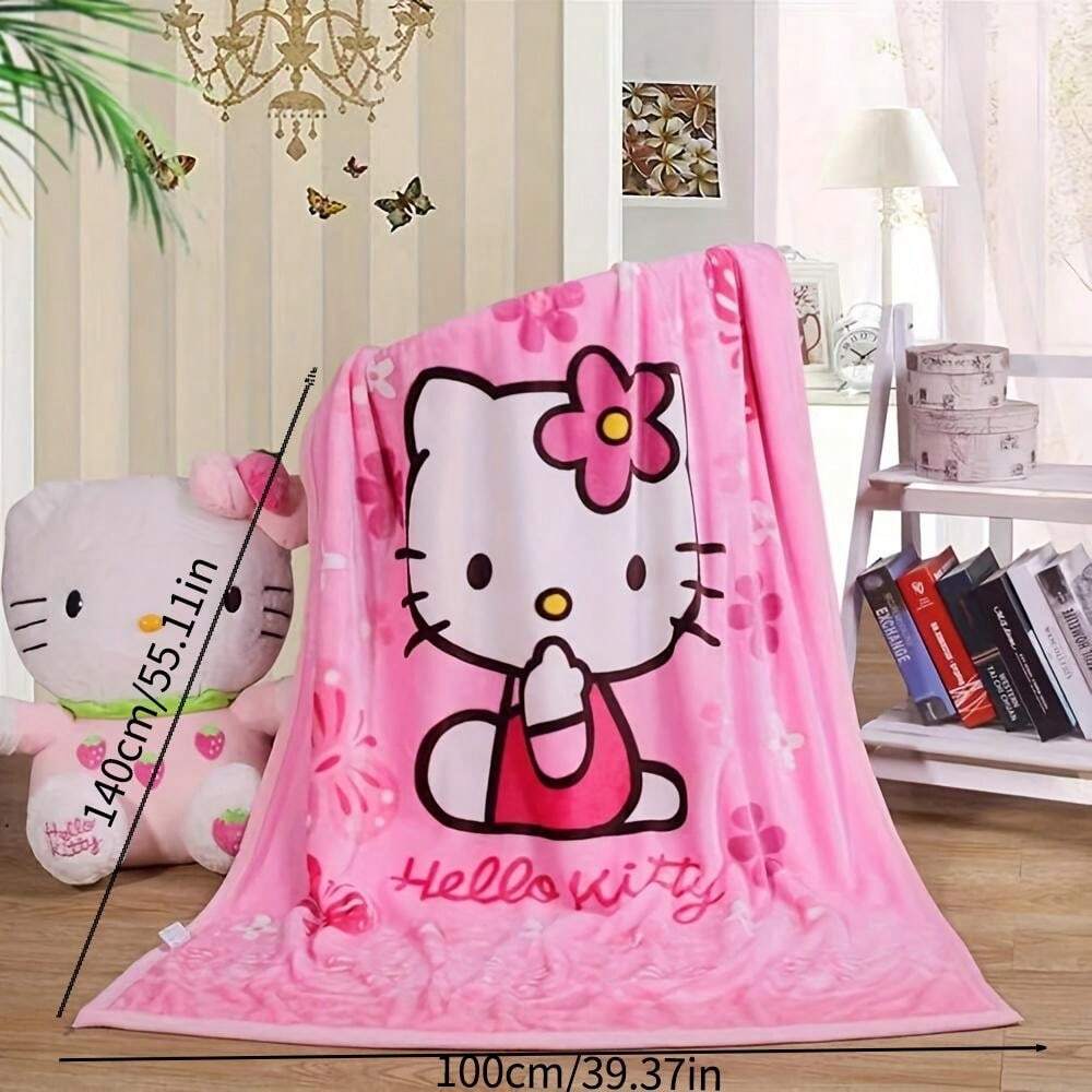1Pc Hello Kitty Flannel Blanket Soft, Warm, And Comfortable Throw