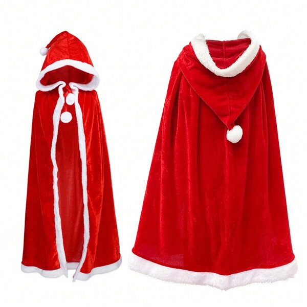 Capa de Natal com capuz, robe de veludo de Natal, xale masculino e feminino, Cindy Cosplay, presente de Natal, Natal