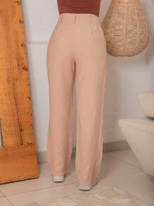 STRAIGHT PANTS WITHOUT FRONT PLEATS IN AMARANTE - 米色 - 查看 2