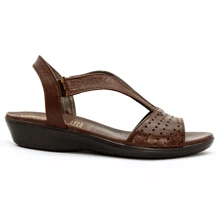 Women's Flat Sandals Genuine Leather Rest - Redwood - View 2