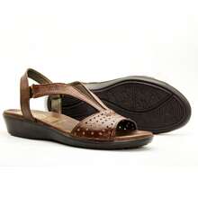 Women's Flat Sandals Genuine Leather Rest - Redwood - View 3