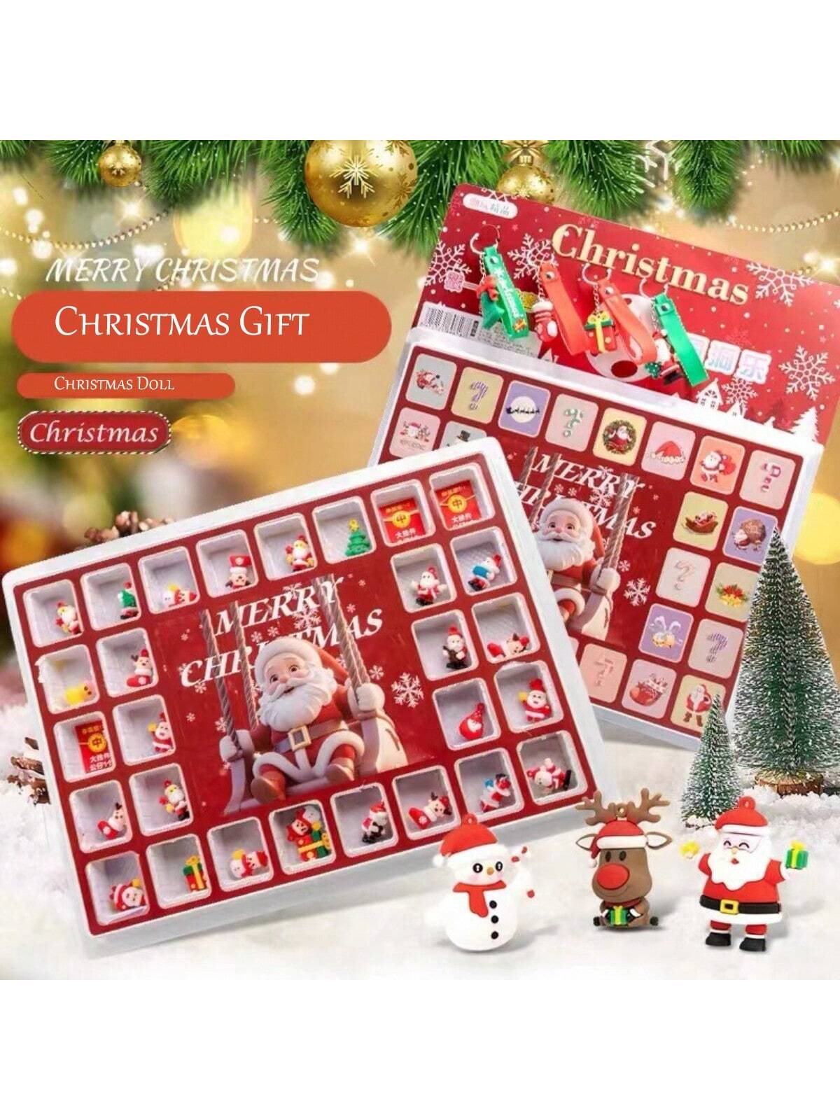 Christmas 40 Holes Poking Fun Blind Box Mystery Gift, Action Figures & Fidget Surprise Fun