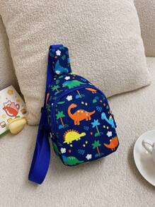 1pc Nylon Zipper Bag, Cute Dinosaur Pattern, Exquisite Coin Purse, Fashion Chest Bag, Suitable For Various Occasions, Comfortable Adjustable Shoulder Strap, Multifunctional, Perfect Gift - A - View 3