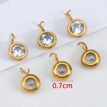 10 piezas de encantos de aro abierto de acero inoxidable con piedras de CZ, para hacer joyas DIY, pulsera, pendientes, accesorios - colgante - Ver 9