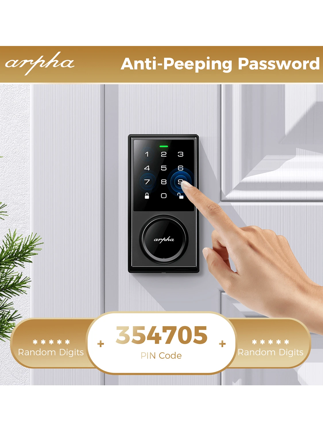 Keyless Entry Door Lock With Touchscreen Keypad, Arpha Electronic