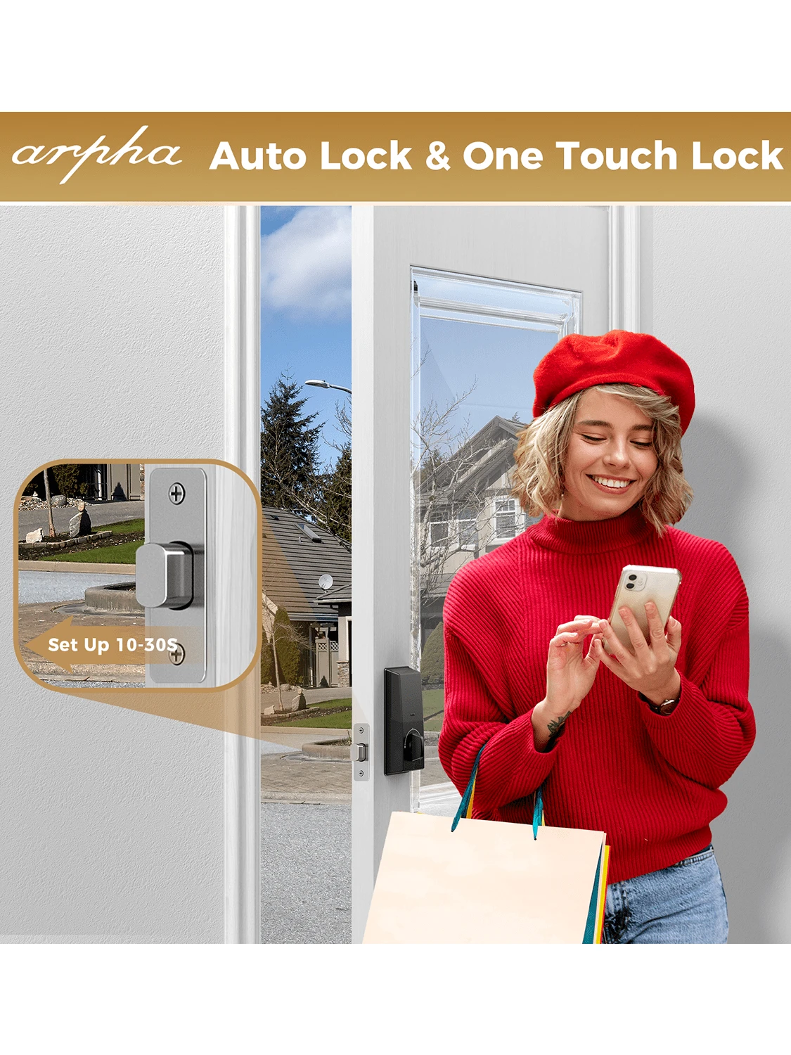 Keyless Entry Door Lock With Touchscreen Keypad, Arpha Electronic