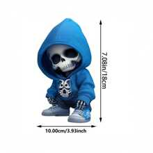 骷髅人很酷。适用于所有车辆、摩托车、头盔和笔记本电脑的防水乙烯基贴纸 - 藍色 - 查看 2