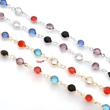 100cm/500cm Cadena de cuentas de cristal sintético mezclado de circonita cúbica para hacer collares, pulseras y manualidades DIY