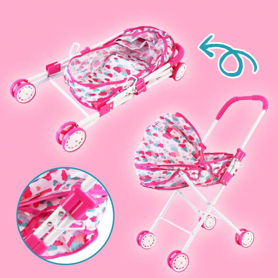 Baby Doll Stroller Set With Nursery Accessories High Chair, Play Mat