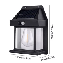 NetHong 2PCS Solar Wall Lamp Tungsten Filament Motion Sensor Outdoor Garden Security Lights