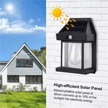 NetHong 2PCS Solar Wall Lamp Tungsten Filament Motion Sensor Outdoor Garden Security Lights