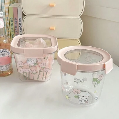 1pc Cute Sealed Container, Student Takeaway Fruit Lunch Box, Oatmeal / Vegetable Storage Box For Refrigerator Christmas Gift,School Supplies