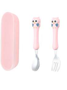 Bộ thìa nĩa bằng thép không gỉ 304 hình cú mèo hoạt hình tùy chỉnh, dụng cụ ăn uống tiện lợi cho trẻ sơ sinh - nhiều màu - Xem 13