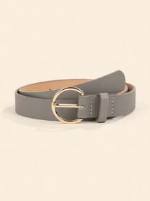 1pc Women's Simple Casual Round Buckle Solid PU Leather Belt, Multiple Colors Available Summer, School Fall, Autumn, Halloween - Casual Belts - View 11