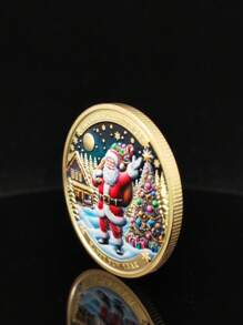 圣诞装饰 1 件圣诞纪念币，彩色 3D 圣诞老人与铃铛收藏币，新年礼物 - 金色 - 查看 4