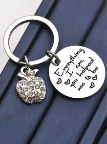 1pc Customizable Stainless Steel Round Keychain, Compact Design, Holiday Gift For Parents, Laser Engraved Stainless Steel Keychain, Father's Day & Mother's Day Gift
