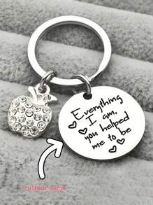 1pc Customizable Stainless Steel Round Keychain, Compact Design, Holiday Gift For Parents, Laser Engraved Stainless Steel Keychain, Father's Day & Mother's Day Gift