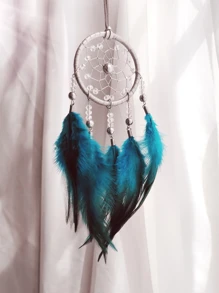 1pc Faux Pearl & Feather Dreamcatcher Decor, Mori Style Feather Wind Chime Ornament, Gifts For Girls, Birthdays, Useful As Car Decorations, Room, Home, Wedding Party Decor (Artificial Feathers),Home Decor ,Room Decor,Wall Decor Graduation
