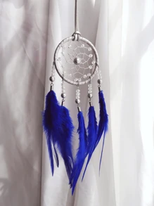 1pc Faux Pearl & Feather Dreamcatcher Decor, Mori Style Feather Wind Chime Ornament, Gifts For Girls, Birthdays, Useful As Car Decorations, Room, Home, Wedding Party Decor (Artificial Feathers),Home Decor ,Room Decor,Wall Decor Graduation