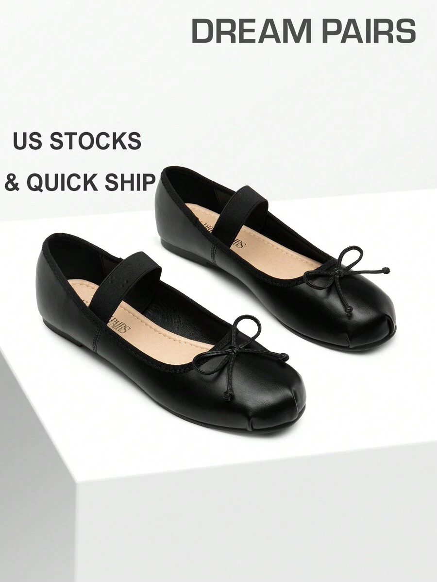 Women's Ballet Flats Bowknot Round Toe Mary Jane Elastic Band Fashion Lightweight Soft Sole Commuting Dancing Autumn And Winter Party Wedding Shoes Valentines