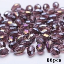 孔雀蓝玻璃珠，66 颗刻面水滴形水晶隔珠，适用于珠宝制作、DIY 时尚手链项链工艺用品 - 4*6米珠 - 查看 12