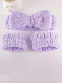 1 Bộ Băng đô Spa và Vòng đeo tay, Băng đô chăm sóc da để rửa mặt, Kẹp tóc cho tóc dày, Bong bóng trang điểm dạng bọt biển dễ thương, Băng đô nơ, Kẹp giữ vòng nhung lớn dạng mờ, Dòng sản phẩm Hồng/Xanh/Đen, Bộ dụng cụ tạo kiểu, Quà tặng cho bé gái, Sinh nhật, Giáng sinh, Tiệc tùng - Màu tím - Xem 6