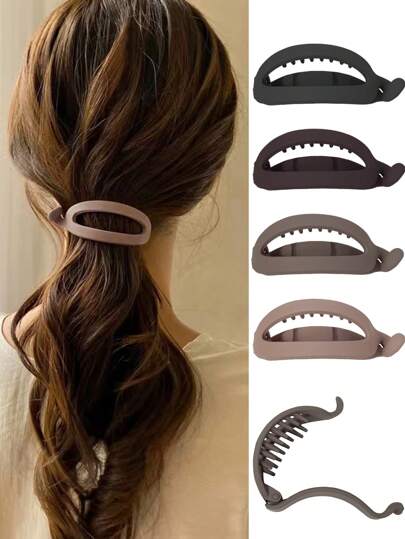 4pcs Matte Simple Banana Shape Hair Clips, Elegant All-Match Versatile Daily & Casual Gathering Hair Accessories, School Stuff