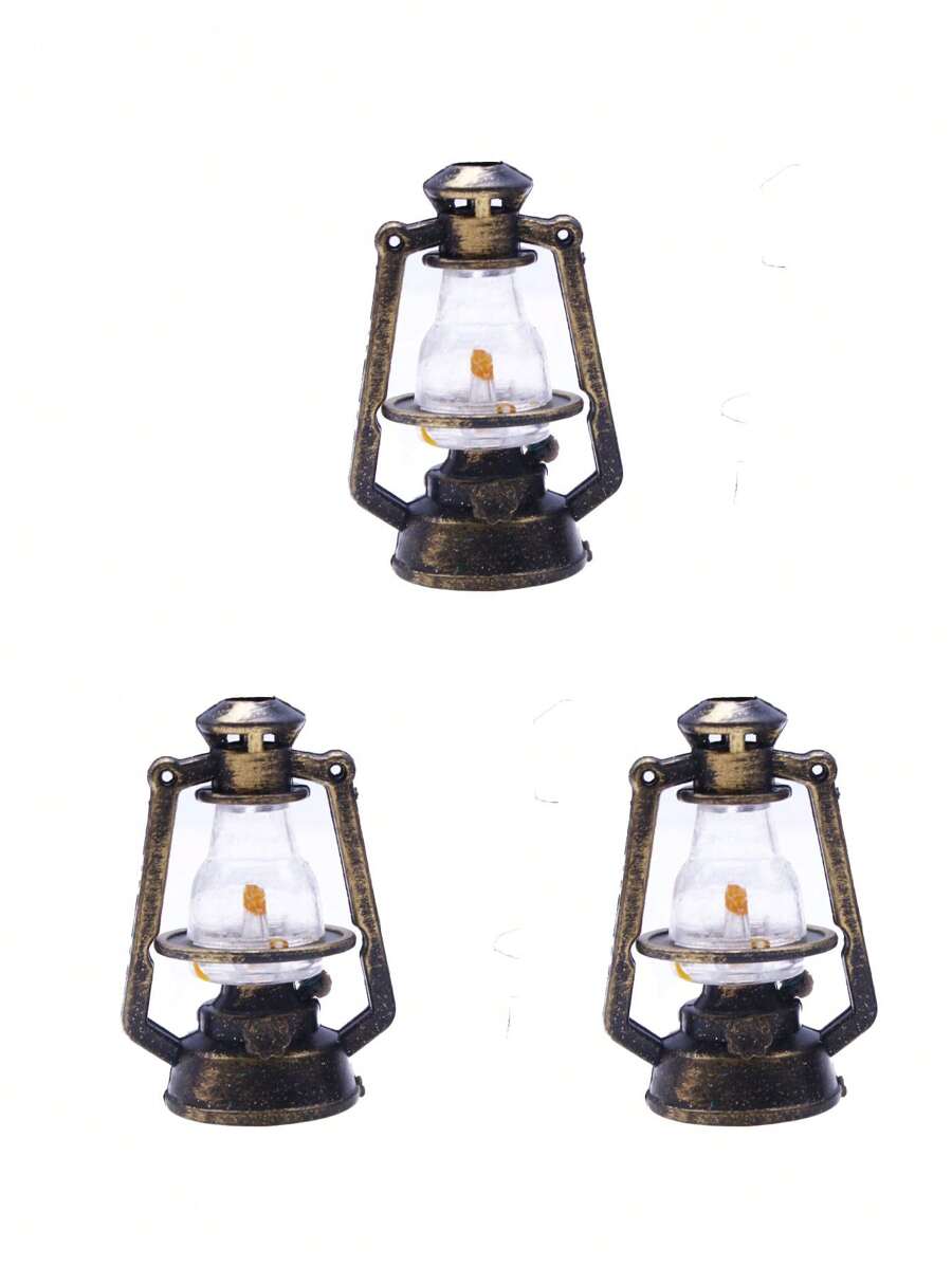 3pcs Plastic Material Kerosene Lamp Design Miniature Model Of Decoration House Suitable For Home Decoration DIY Ornaments Best Gifts Birthday