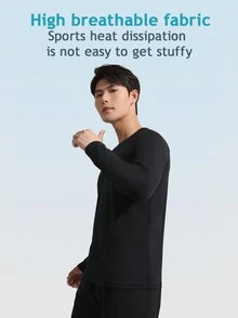 男友风男士运动 T 恤宽松圆领设计背心，适合跑步、健身、户外运动、秋季舒适休闲穿着 - 黑色 - 查看 8