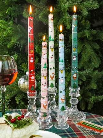 2قطعة شمعة ديكورية لحفلة عيد الميلاد بطول 25 سم ، شمعة لأجواء العشاء الاحتفالي بعيد الميلاد ، ديكور لحفلات الزفاف خالية من الدخان